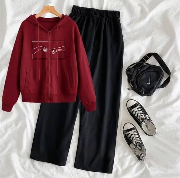 Winter Fleece Hoodie and Matching Trousers Set for Women and Girls - New Arrival