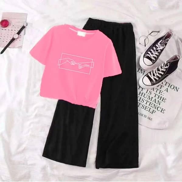 Casual Crop Top and Flapper Trouser Set for Women and Girls - Summer Soft & Comfy Suit