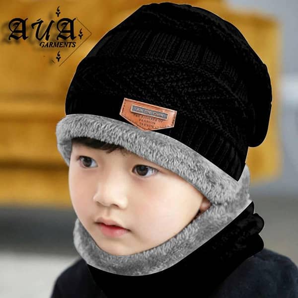 Kids Beanie Cap and Neck Warmer Set - Topi Hat, Muffler, and Warmer for Cold Weather