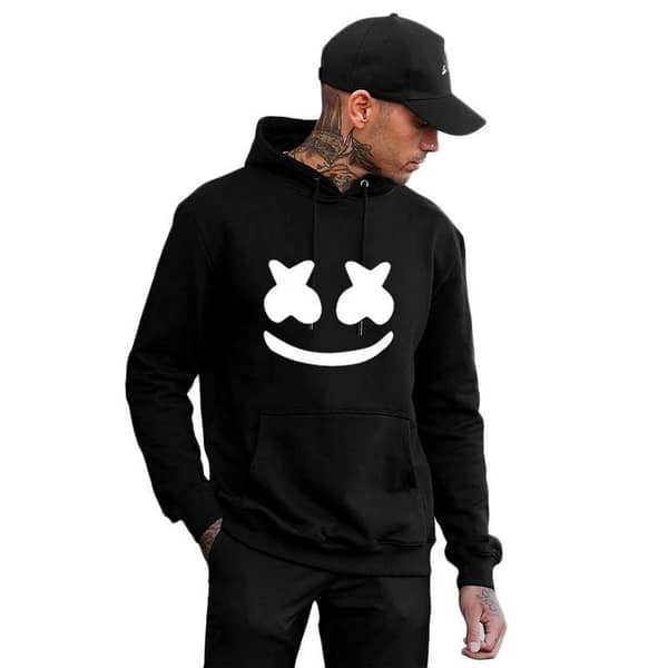 DJ Smiley Face Marshmallow Hoodie for Men - Pullover Style