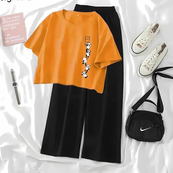 Printed Crop Top and Black Flapper Suit for Summer