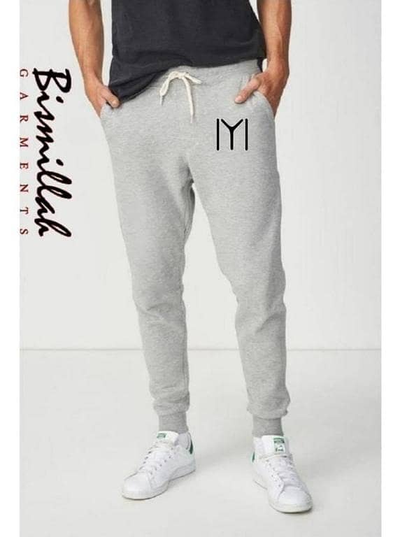 Men's Grey Cotton Trousers | Jogging and Gym Pants