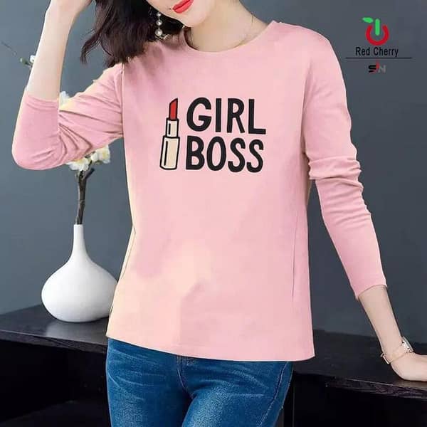 Casual Full Sleeve Printed Round Neck T-Shirts for Women and Girls in Various Sizes