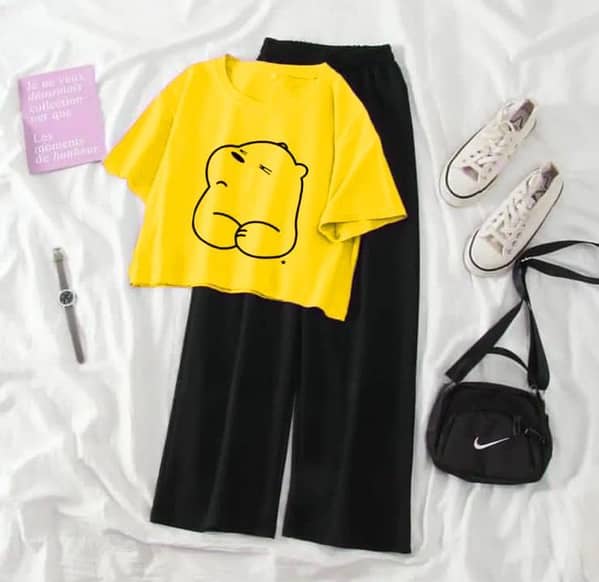 Women's and Girls' Casual Crop Top and Flapper Trouser Set for Summer Comfort