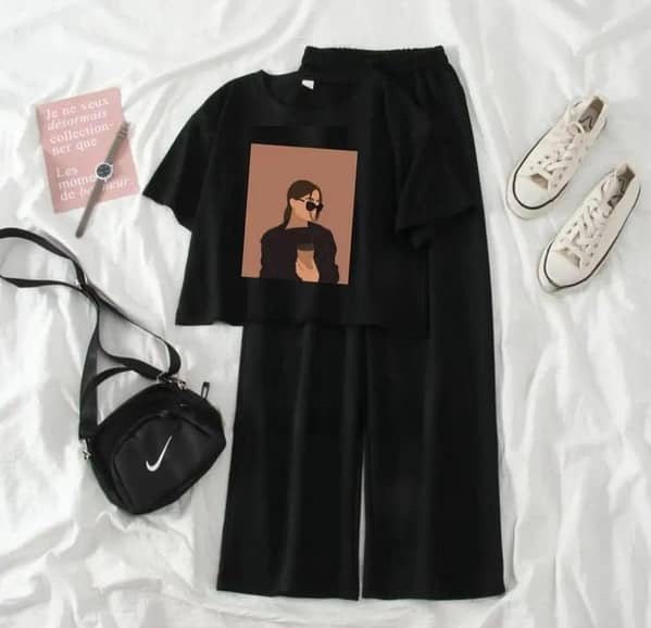 Women's and Girls' Summer Combo: Soft Crop Top with Flapper Trousers