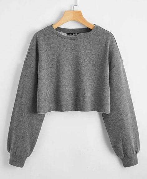 Women and Girls Classic Crop Sweatshirt in Plain Design
