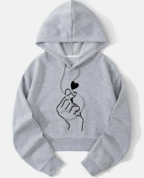 Women and Girls Printed Crop Fleece Hoodie