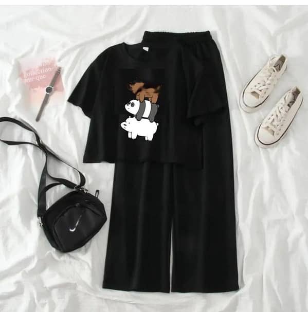 Casual Summer Suit Set for Women and Girls: Crop Top with Flapper Trousers