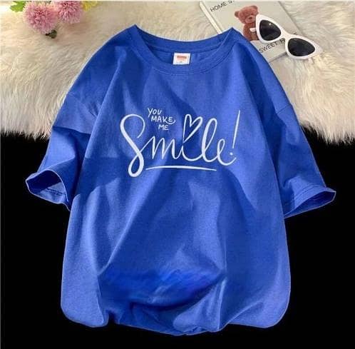 Round Neck Smiley Print T-Shirt for Women and Girls