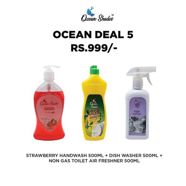 Deal: Set of 3 Cleaning Products - 500ml Strawberry Handwasher, 500ml Dish Washer, and 500ml Non-Gas Toilet Air Freshener