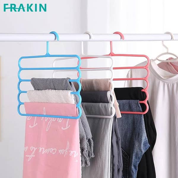 FRAKIN 5-Layer Magic Hanger: Multi-Purpose Anti-Slip Trousers Hanger for Space-Saving in Closets