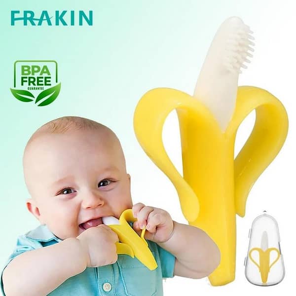 FRAKN Baby Banana Toothbrush and Teether for Infants