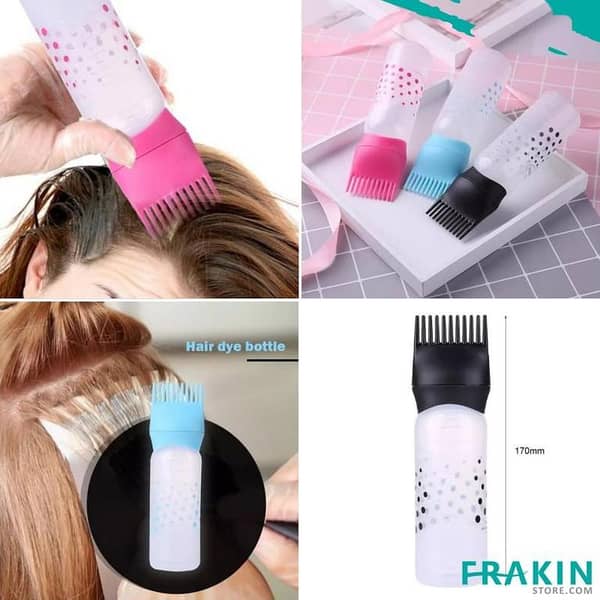 FRAKIN Plastic Shampoo and Hair Color Applicator Bottle with Comb for Salon Use – Large Capacity for Easy Dispensing