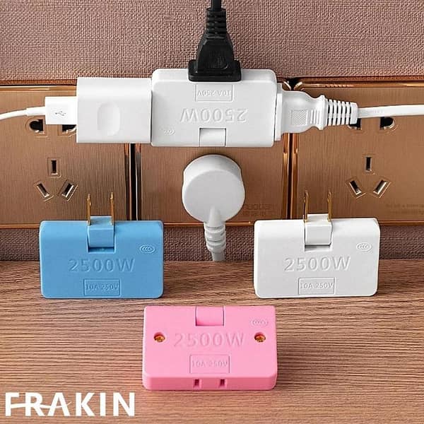 FRAKIN Rotating Wall Socket - 3-in-1 Power Adapter with 180-Degree Rotatable Plug