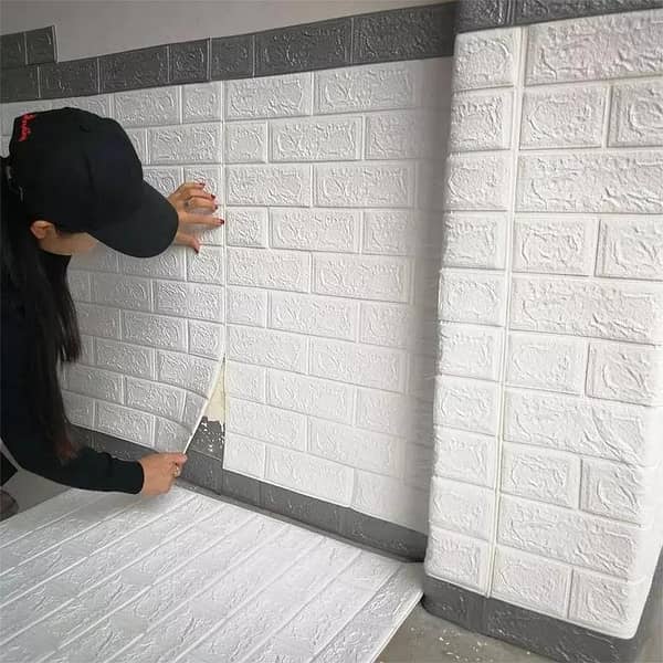 FRAKIN Self-Adhesive 3D Brick Wallpaper - Foam Wall Stickers for DIY Home Decor, Living Room, Bedroom, and Cafe (70 x 77cm, Approx. 5.8 Sq Feet)