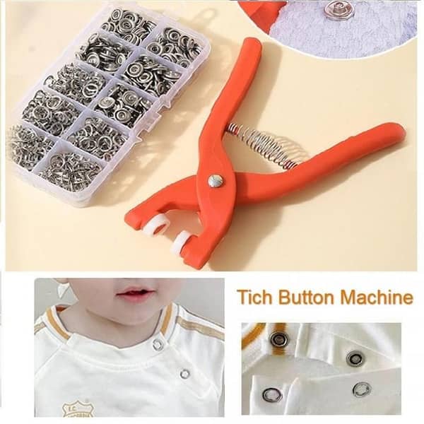 FRAKIN 9.5mm Metal Snap Buttons Press Pliers and DIY Button Punch Tool for Baby Clothes and Abaya Ring Metal Button Fastening Kit