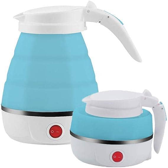 FRAKIN Portable Folding Electric Kettle - Fast Boiling 600ml Kettle with Boil Dry Protection, Detachable Cord, 100-240V Food Grade Silicone