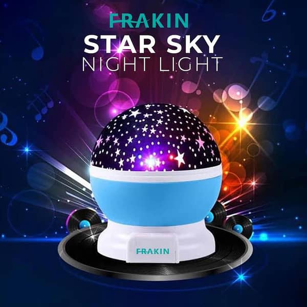 FRAKIN Dream LED Rotating Night Lamp Projector for Kids - Stars and Sky Decoration with Battery and USB Power Options