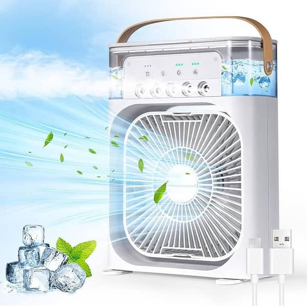 FRAKIN Personal Evaporative Air Cooler with 7-Color LED Light, USB Desk Fan with 3 Spray Modes for Bedroom and Office