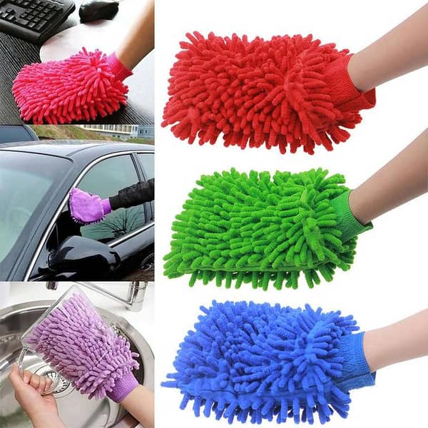 FRAKIN Microfiber Cleaning Gloves for Cars and Home - Double-Sided Wet and Dry Duster Cloth Wash Mitts