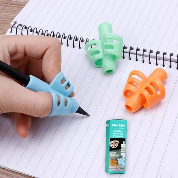 FRAKIN 2-Piece Writing Aid Grip for Posture Correction - Professional Rubber Pencil Holder for Effective Writing Practice and Hand Protection