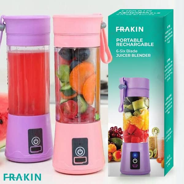 FRAKIN 380ml USB Rechargeable Juicer Blender - Mini Portable Electric Blender with 6 Blades and Double Click Start