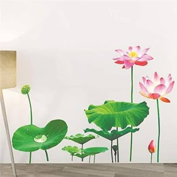 FRAKIN 3D Wall Stickers of Lotus Leaf Pond for Fish Pond Decoration