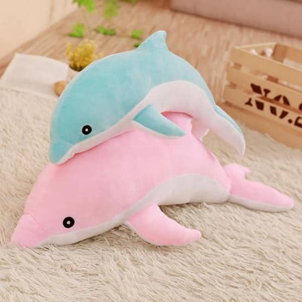 FRAKIN Large Plush Dolphin Doll Pillow - Soft Fabric Stuffed Toy