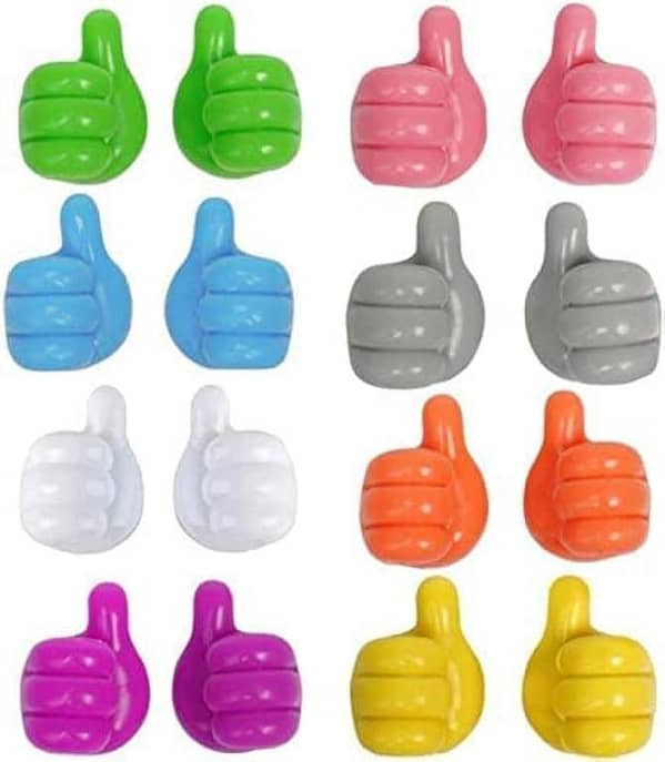 FRAKIN 10 Pack Silicon Thumb Wire Holders - Cute Hand Design for Organizing Cables