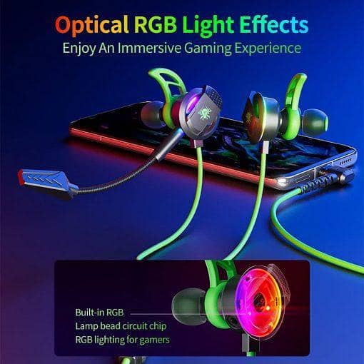 Plextone RX3 PLUS Wired In-ear Gaming Earphones with Type-C Connection, Detachable Mic and RGB Lighting – Green