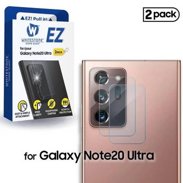 Whitestone EZ 2 Pack Tempered Glass Protector for Galaxy Note 20 Ultra Camera