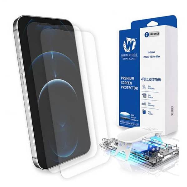 Whitestone Dome Glass Screen Protector for iPhone 13 Pro Max (6.7 inch) – Two Pack of Tempered Glass