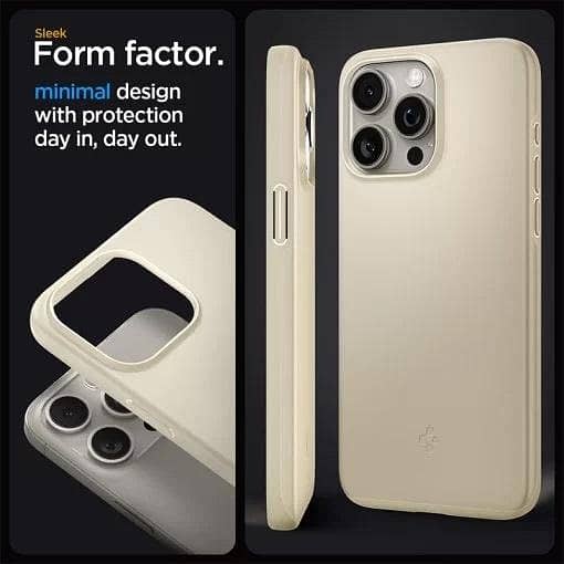 Spigen Thin Fit Case for iPhone 15 Pro Max in Mute Beige - Sleek and Lightweight Design