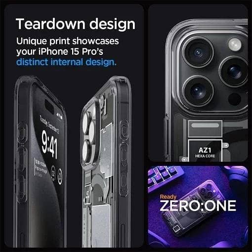 Spigen Ultra Hybrid Magfit Phone Case for iPhone 15 Pro with MagSafe Compatibility - Zero One Model