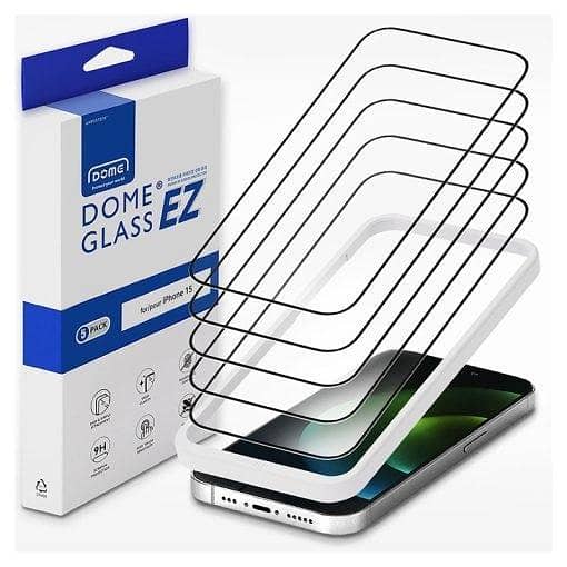 Whitestone Dome EZ Glass Screen Protector for iPhone 15 – Set of 5