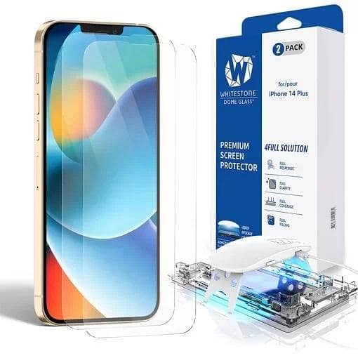 Whitestone Dome iPhone 14 Plus Tempered Glass Screen Protector with UV Kit - Two Pack