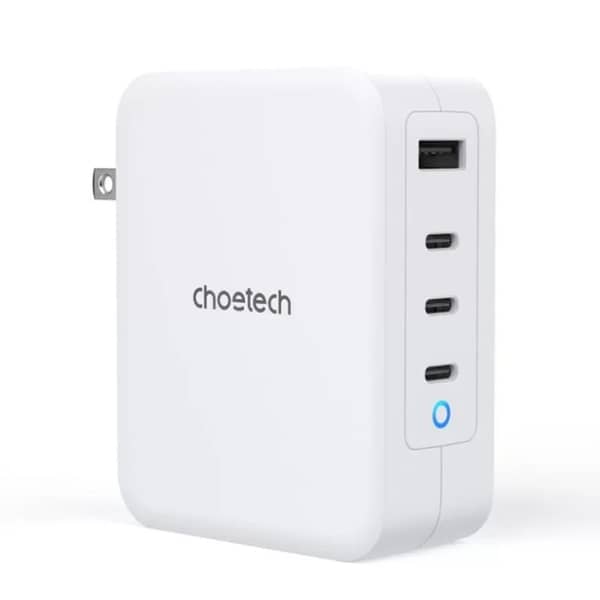 Choetech 130W GaN 3 Power Adapter with 3 USB-C and 1 USB-A Ports - White (Model PD6001)