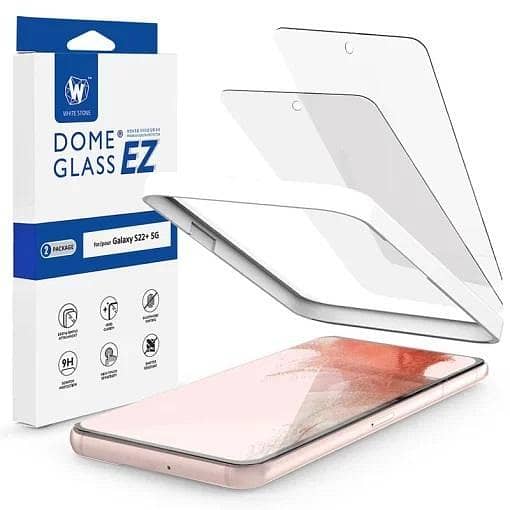 Whitestone EZ Glass Tempered Glass Screen Protector for Samsung Galaxy S22 Plus - 2 Pack with Easy Installation Kit