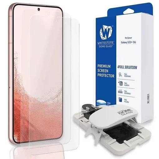 Whitestone Dome Glass Screen Protector for Samsung Galaxy S22 Plus – 2 Pack with UV and Liquid Dispersion Technology
