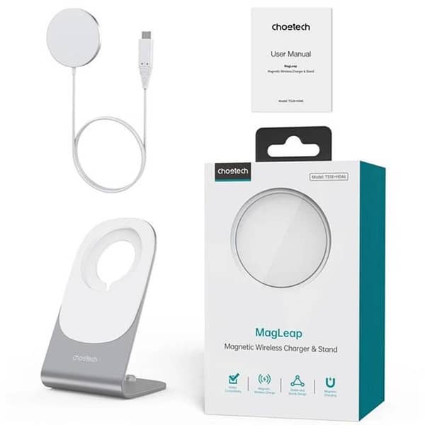 Choetech 15W MagSafe Qi Wireless Charger – Silver Model H046+T518