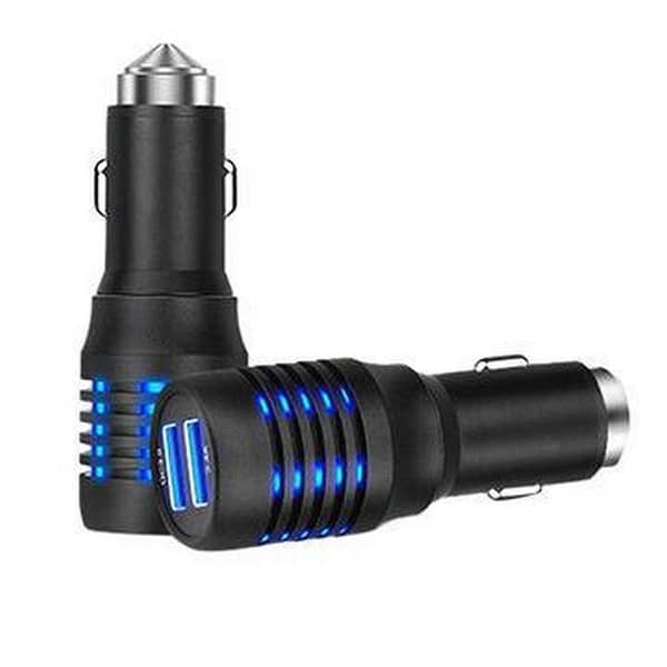 6A Quick Charge QC 3.0 Car Charger with 2 USB-A Ports and Metal Body - Black