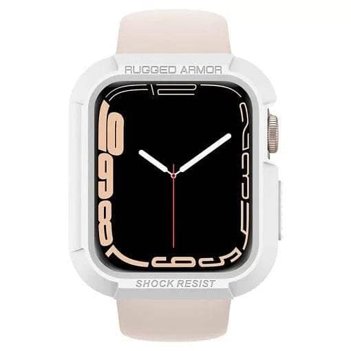 Spigen Rugged Armor Case for Apple Watch Series 8, SE2, 7, 6, SE, 5, 4 - 45mm/44mm, White