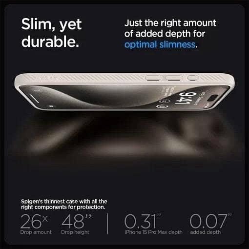 Spigen Liquid Air Case for iPhone 15 Pro - Natural Titanium Finish