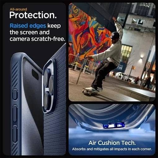 Spigen Liquid Air Case for iPhone 15 Pro in Navy Blue