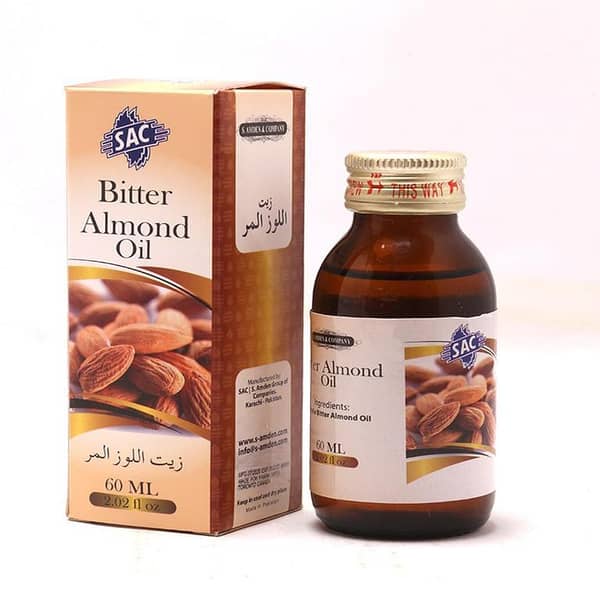 SAC Bitter Almond Oil - 60ml - Natural Oil for Hair, Skin, and Edible Use