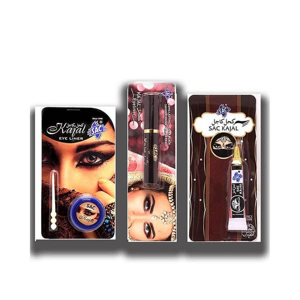 SAC Kajal Collection: 3-Piece Set with Pen, Tube, and Jar