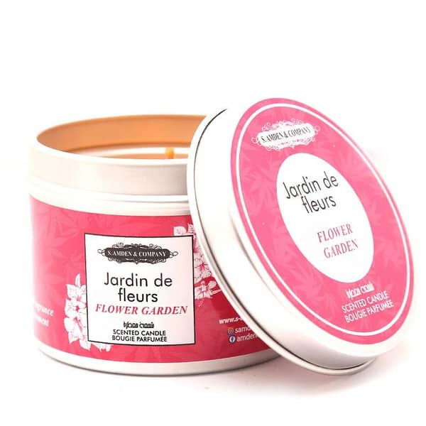 SAC Flower Garden Scented Candle in Pink - Jardin De Fluers for a Fragrant Ambiance and Easy Portability
