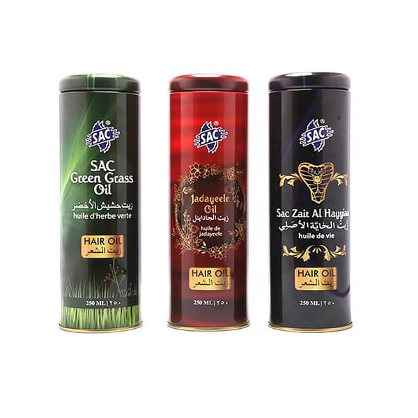 SAC Hair Oil Jadayel with Zait al Haiya and Green Grass Oil - 250ml for Controlling Hair Fall and Greying