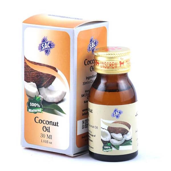 SAC Coconut Oil 30ml - Versatile Edible Oil for Cooking, Hair, and Skin Use