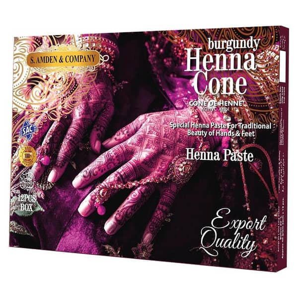 SAC Burgundy Henna Cone - 12 Pack, 40 gm Each